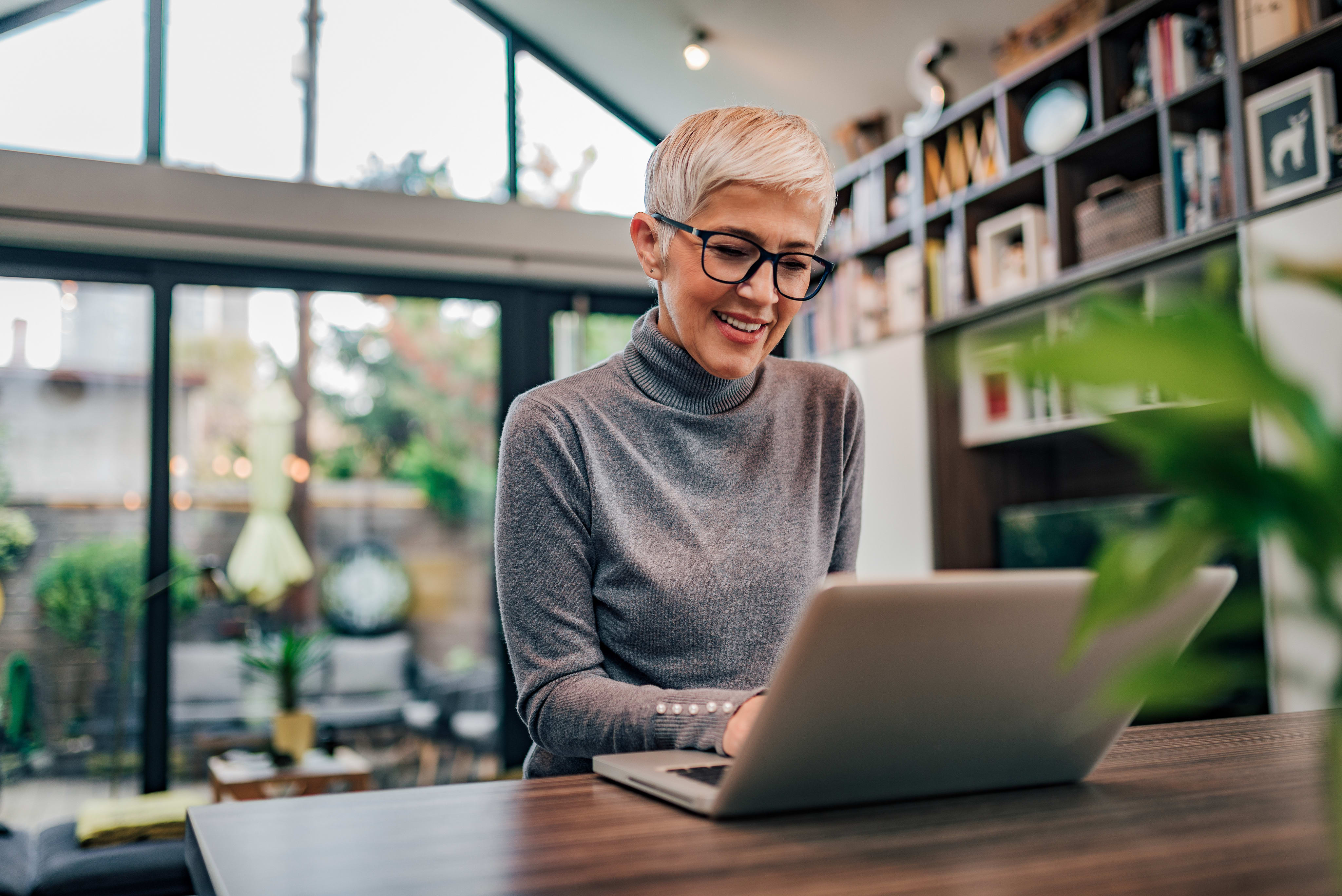 woman sitting by a desk